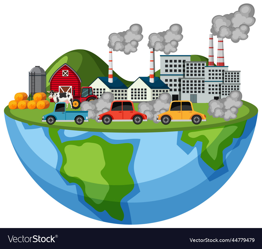 Global warming from pollution gas Royalty Free Vector Image