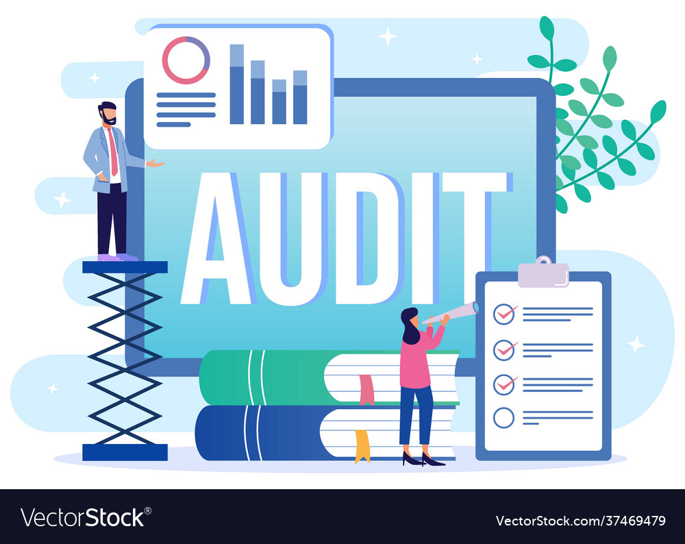 Graphic cartoon character audit Royalty Free Vector Image