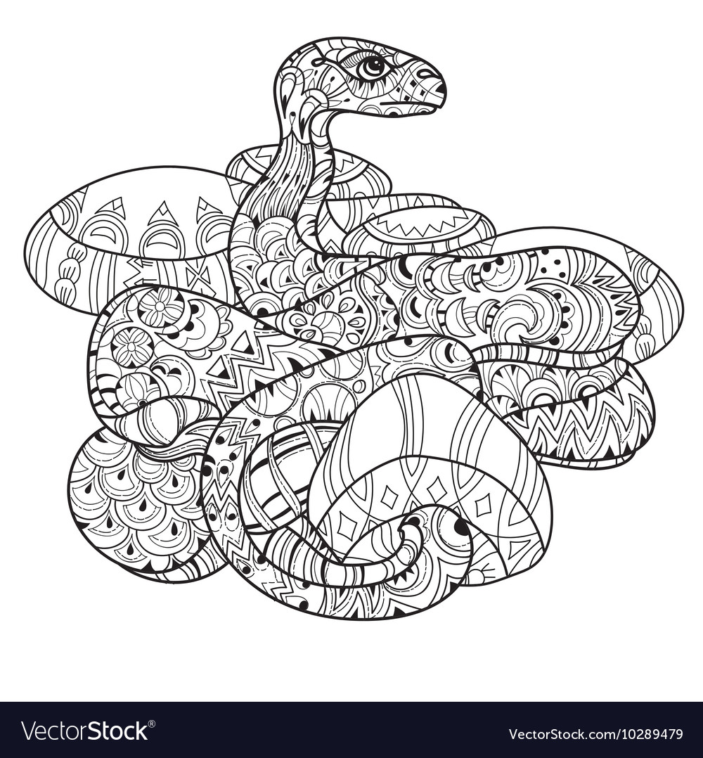 Hand drawn doodle outline anaconda