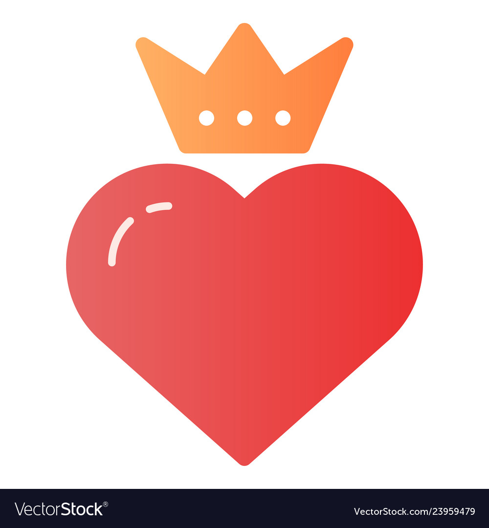 Heart with crown flat icon valentines color