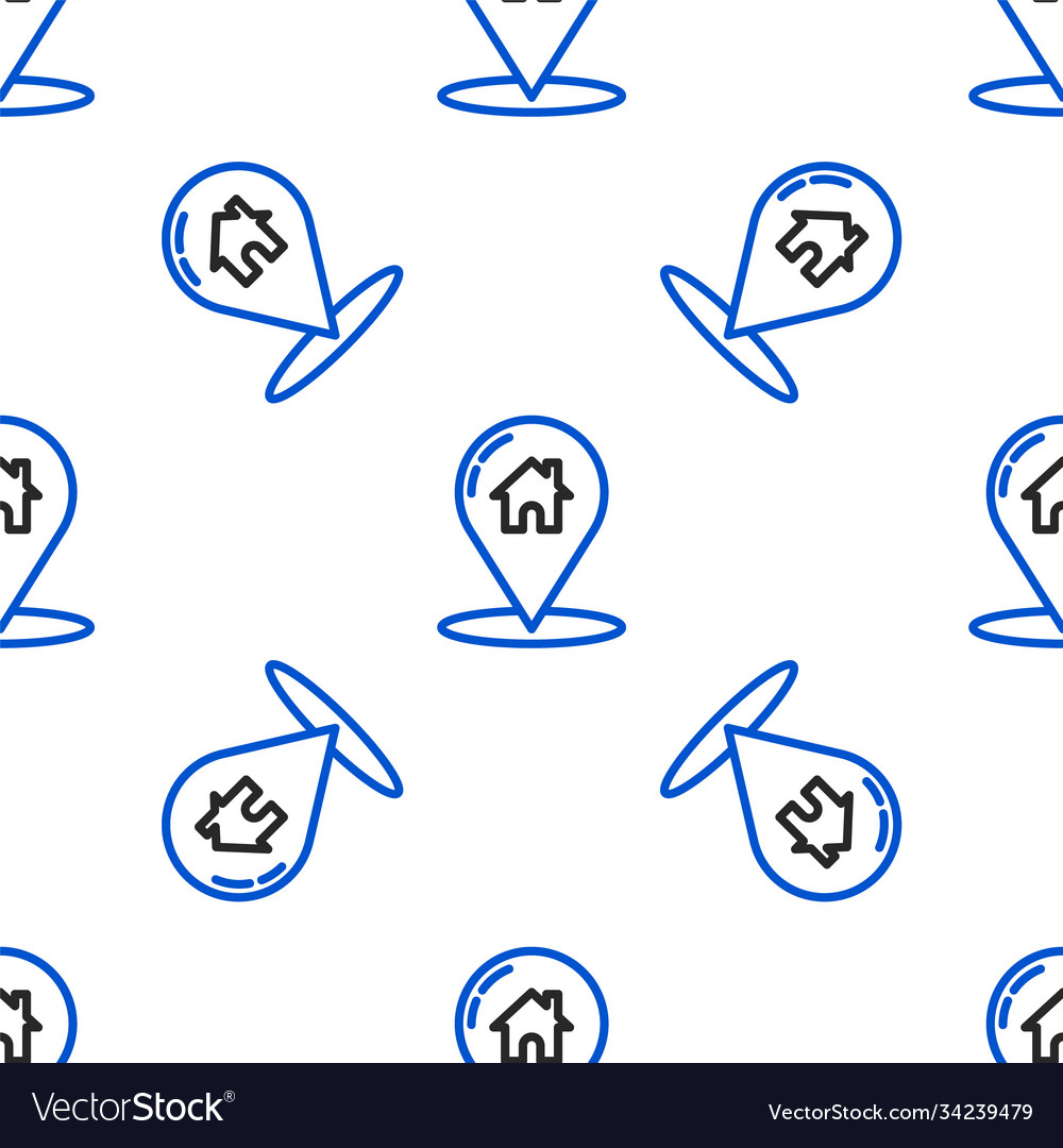 Line map pointer with house icon isolated seamless vector image Line map pointer with house icon isolated seamless