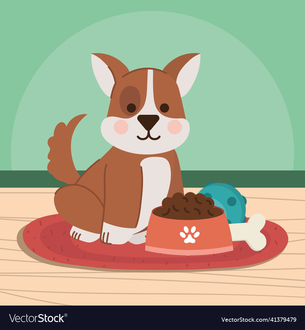 Little dog with food Royalty Free Vector Image