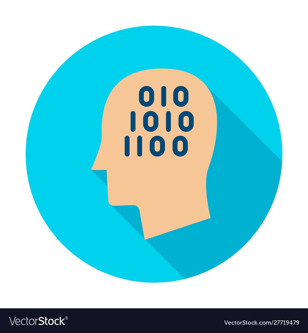 Man head binary code circle icon Vector Image Man head binary code circle icon
