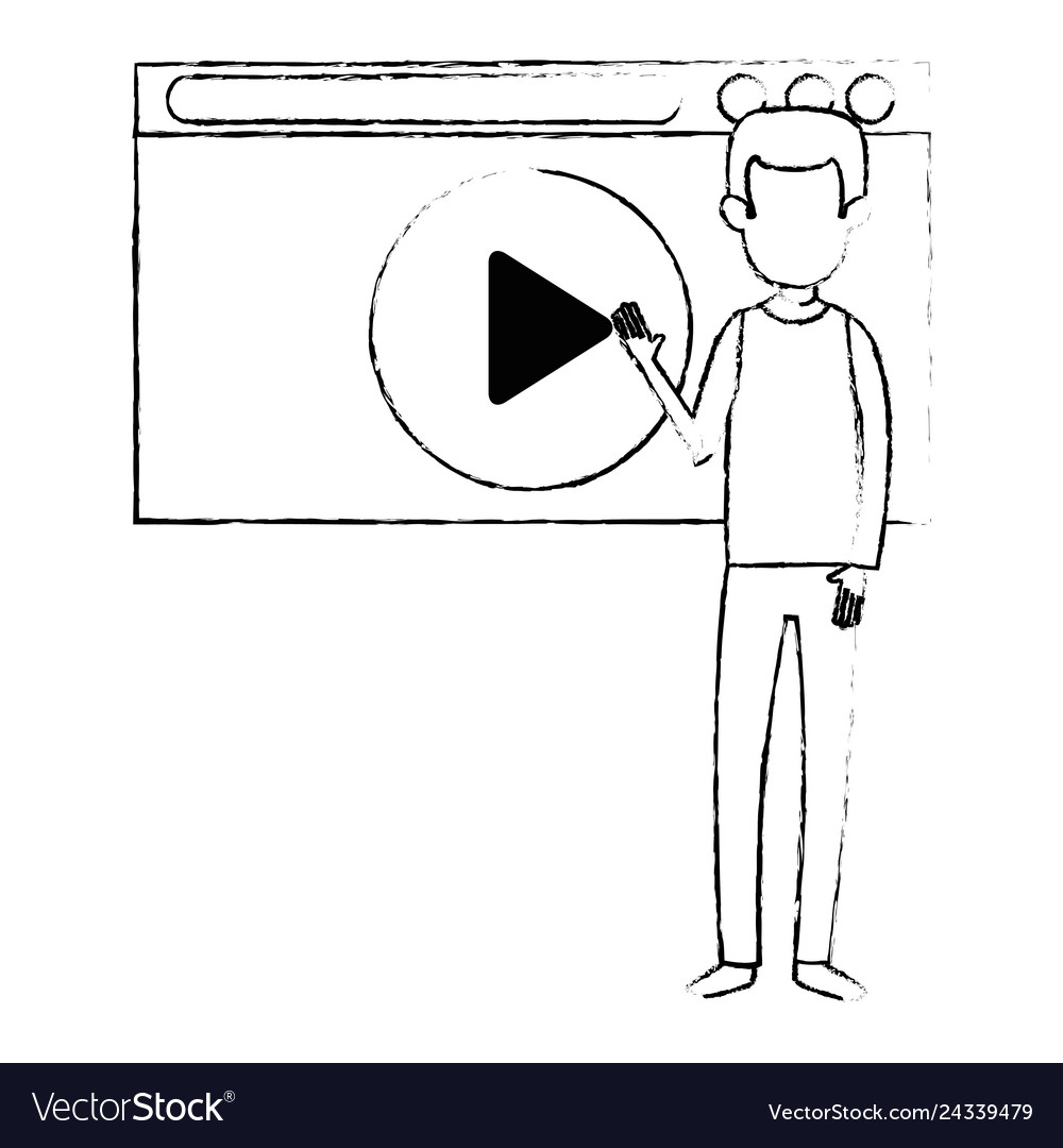 Man teaching with media player display vector image Man teaching with media player display