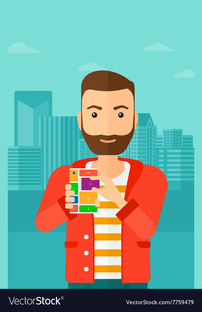 Man with modular phone