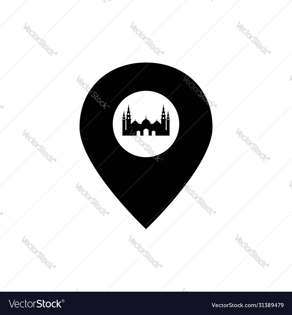 Map pointer mosque silhouette design template