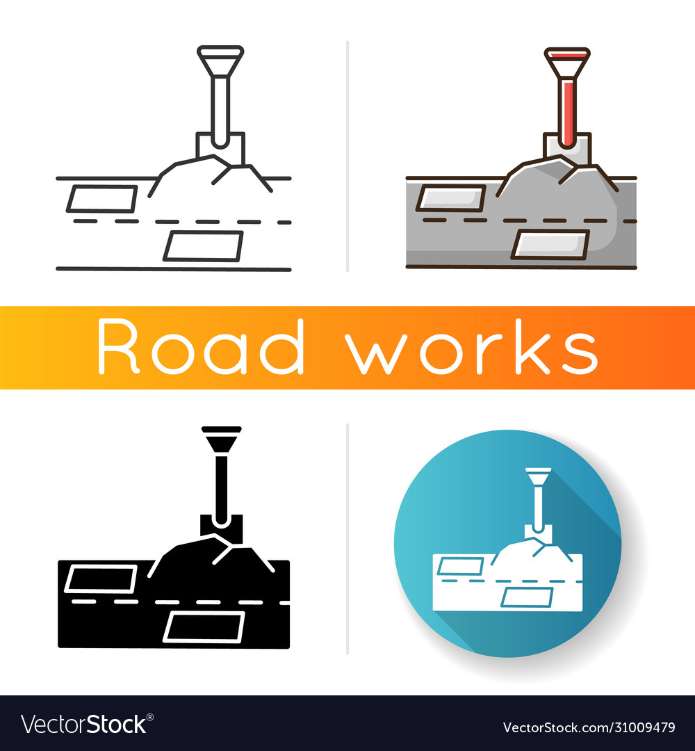 Patching works icon roadworks construction fill Vector Image Patching works icon roadworks construction fill