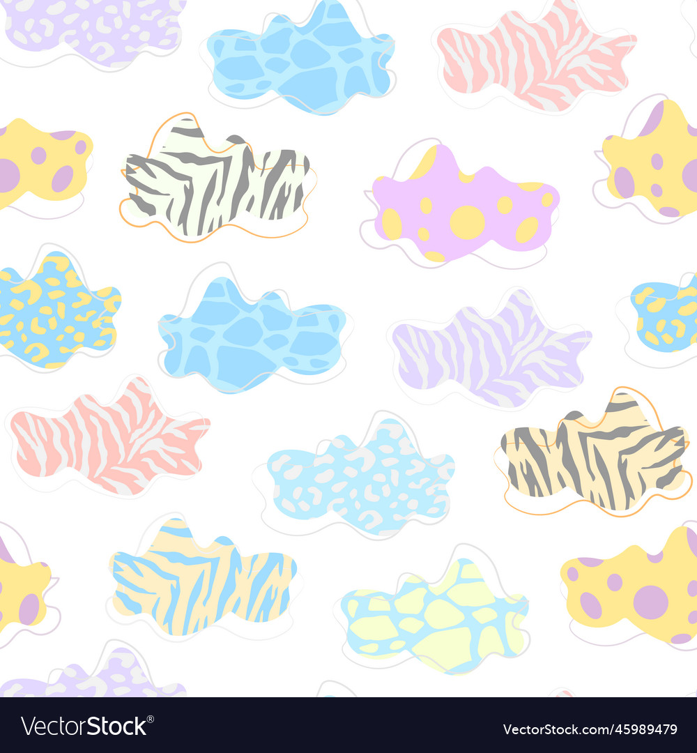 Seamless patterns clouds animals print