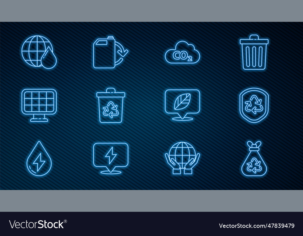 Set line garbage bag with recycle symbol vector image Set line garbage bag with recycle symbol
