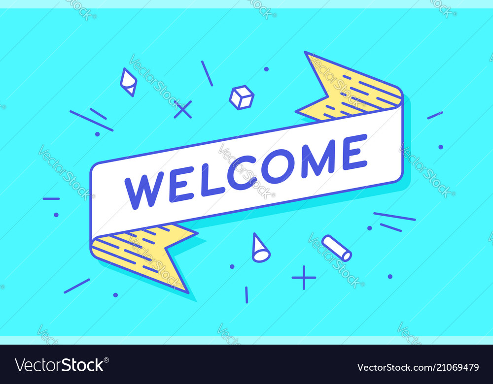 Welcome vintage ribbon banner Royalty Free Vector Image