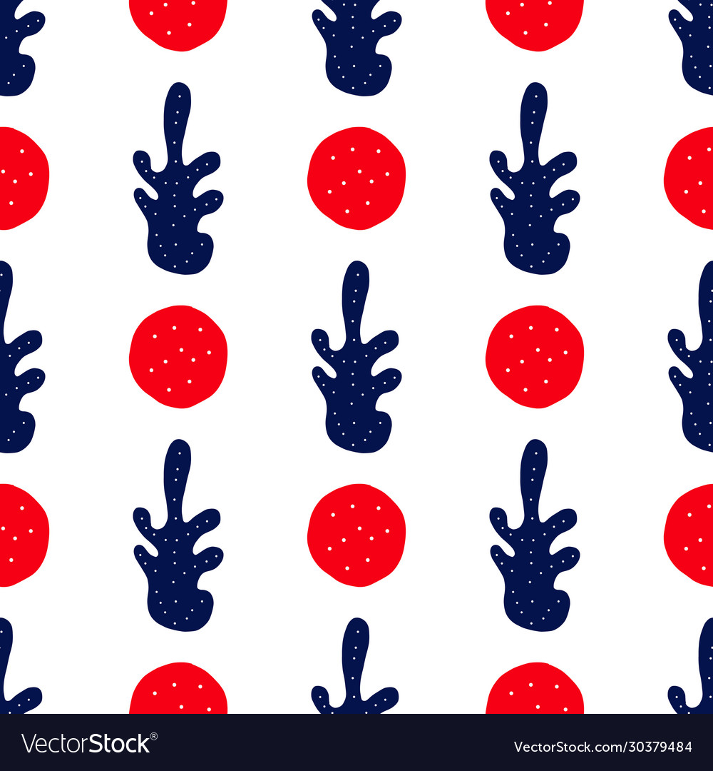 A simple pattern blue spot and red dots vector image A simple pattern blue spot and red dots