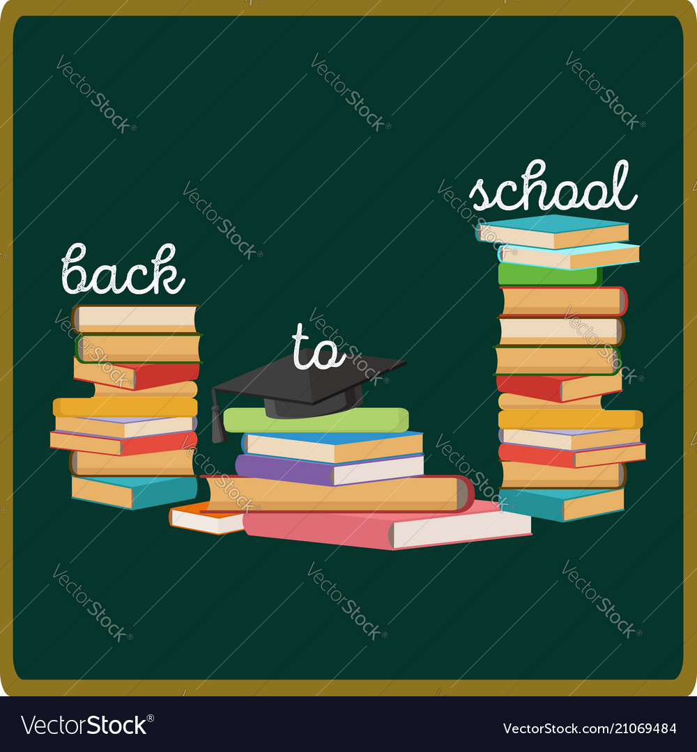 Back to school background with pile of books text Vector Image