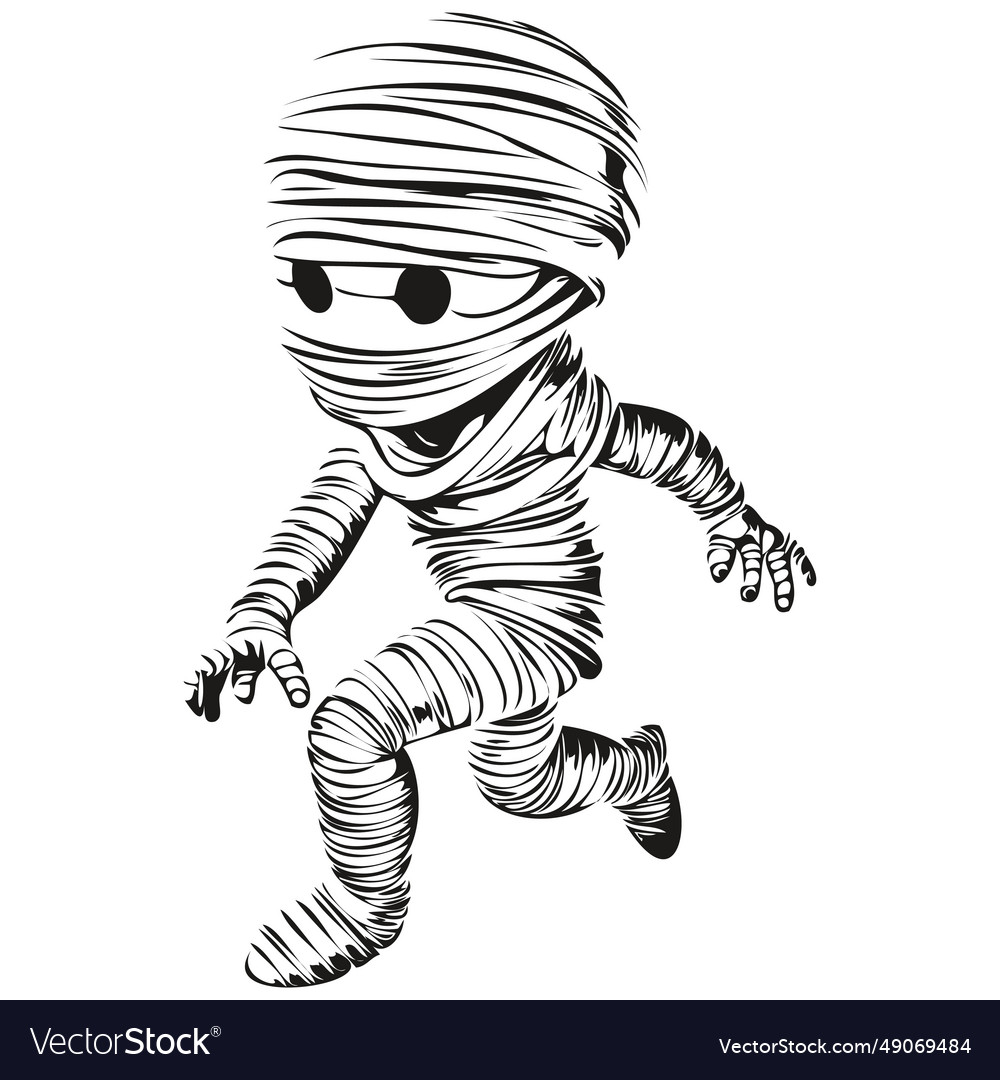 Black and white halloween mummy Royalty Free Vector Image