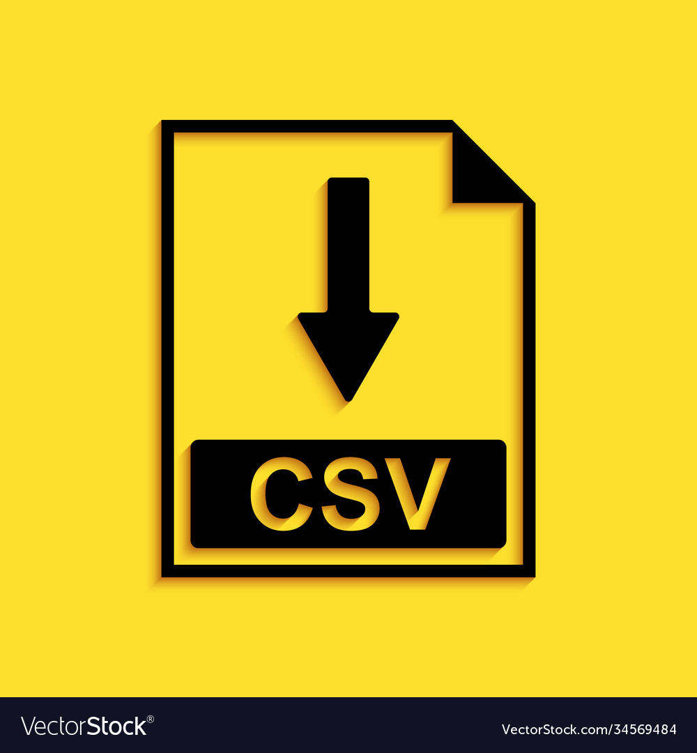 Black csv file document icon download button vector image Black csv file document icon download button