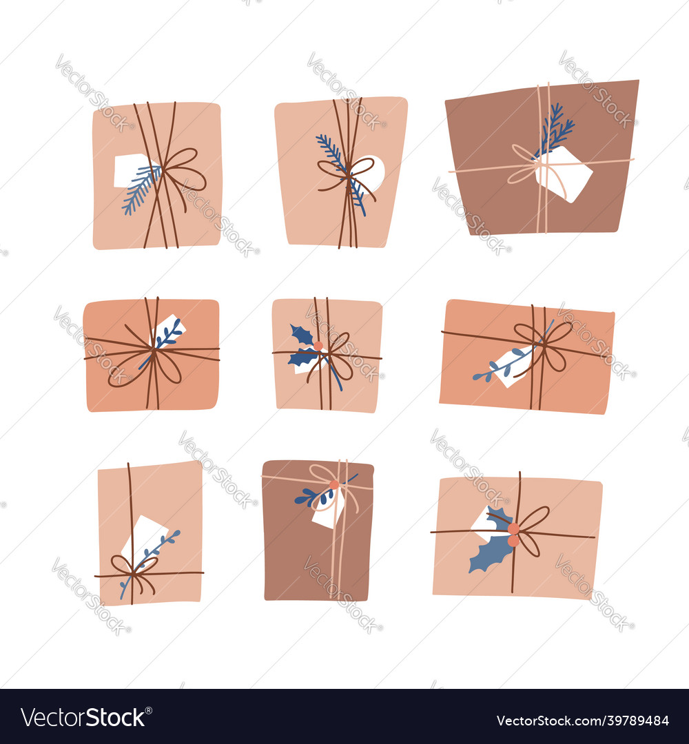 Collection of various christmas gifts and presents vector image Collection of various christmas gifts and presents