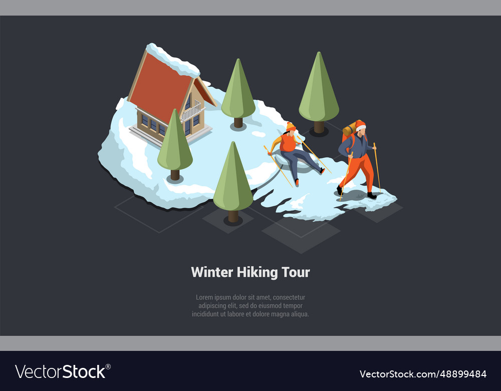Concept Of Adventures Hiking Winter Exploring Vector Image Concept Of Adventures Hiking Winter Exploring Vector Image