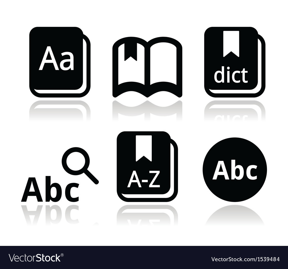 Dictionary Book Icons Set Royalty Free Vector Image