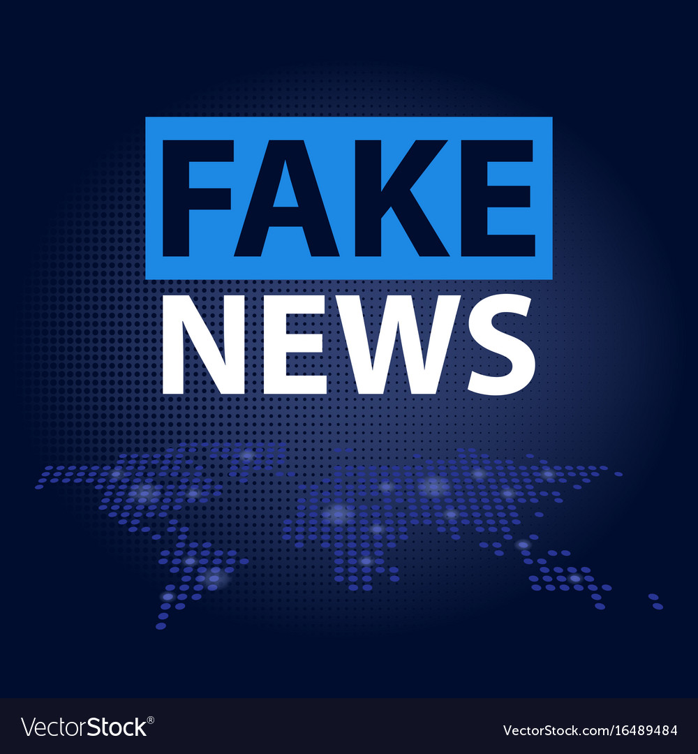 Fake news headline in blue dotted world map Vector Image