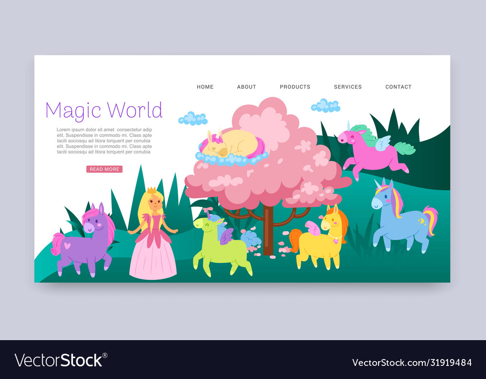 Inscription magical world fabulous animals vector image Inscription magical world fabulous animals