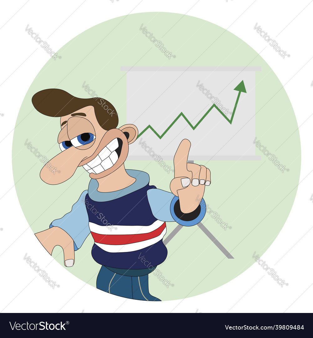 Man with a cheeky smile and big nose pointing vector image Man with a cheeky smile and big nose pointing