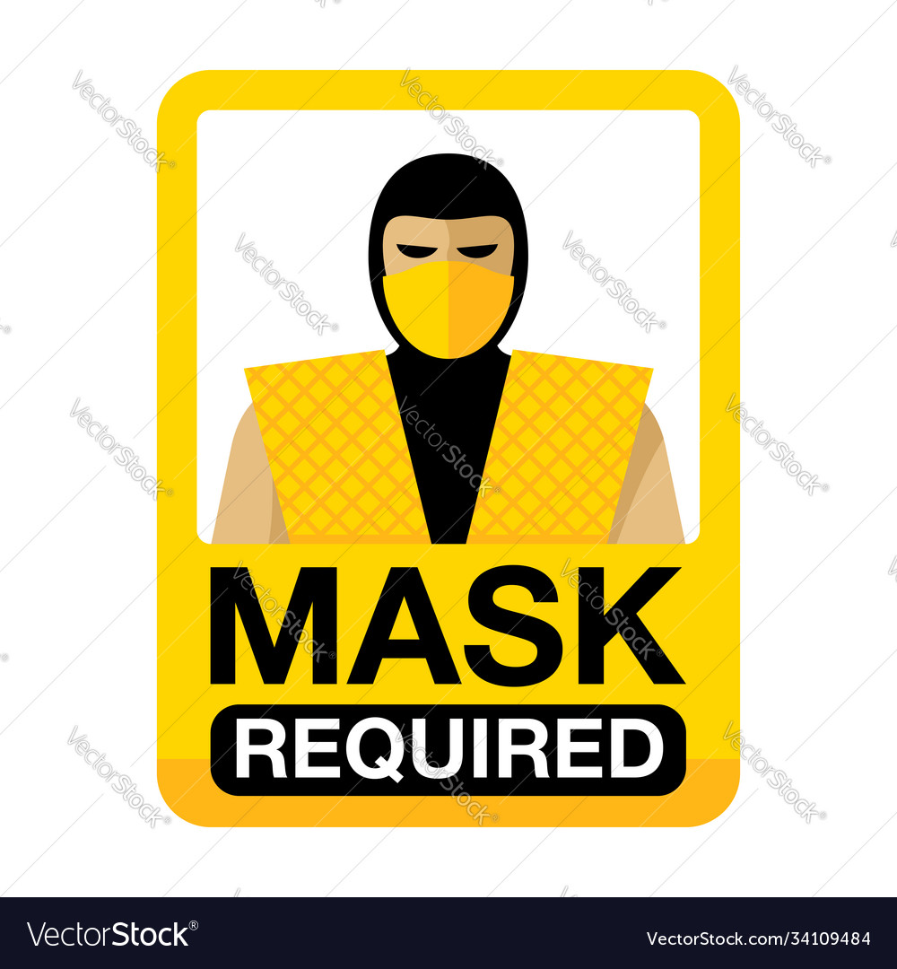 Mask required sign with video game character