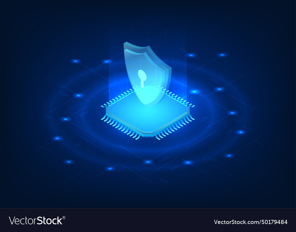 Microchip technology equipped with cyber security vector image Microchip technology equipped with cyber security