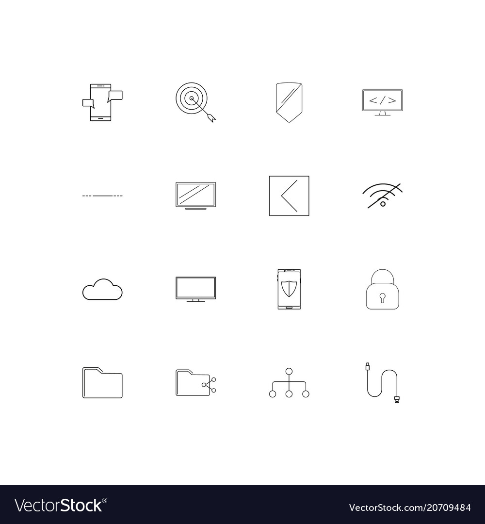 Network and database simple linear icons set