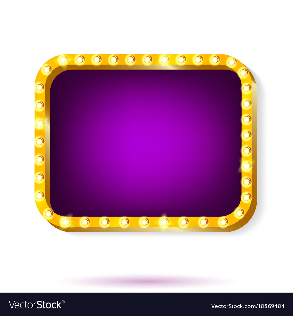 Retro Light Frame Purple With Bulbs Isolated