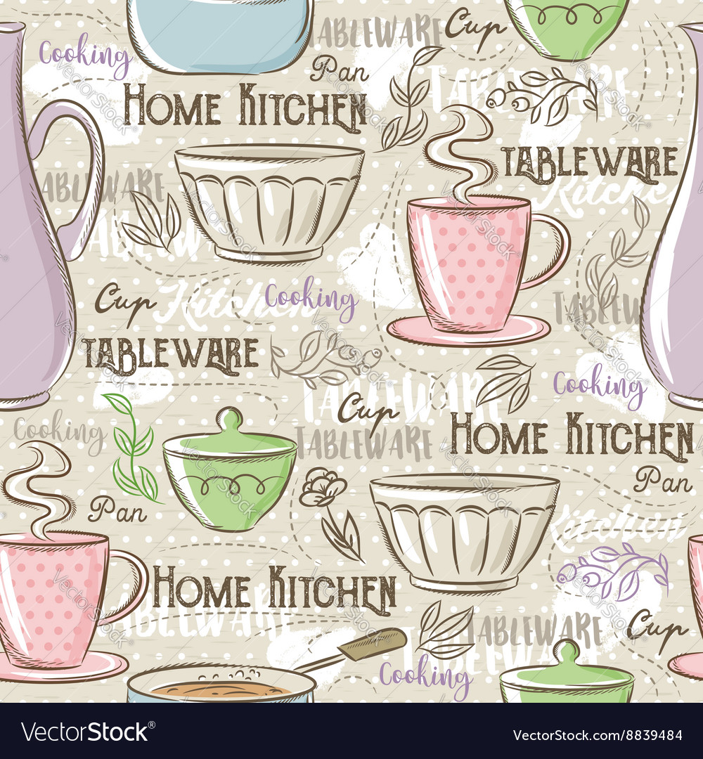 Seamless patterns with different tableware