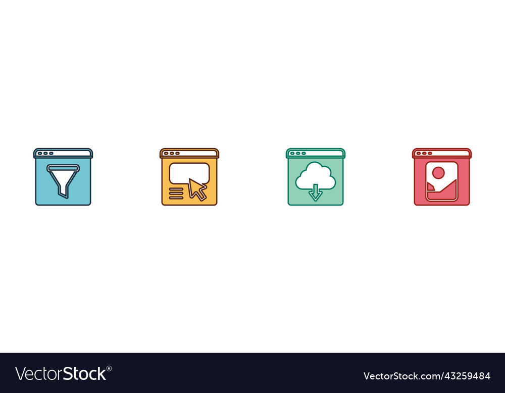 Set browser window ui or ux design cloud vector image Set browser window ui or ux design cloud