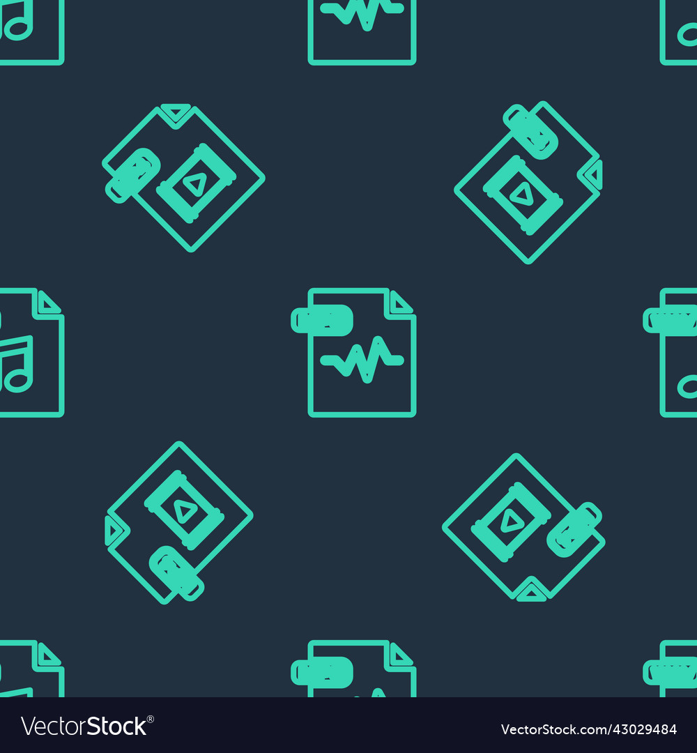 Set line mp3 file document mp4 and wav vector image Set line mp3 file document mp4 and wav