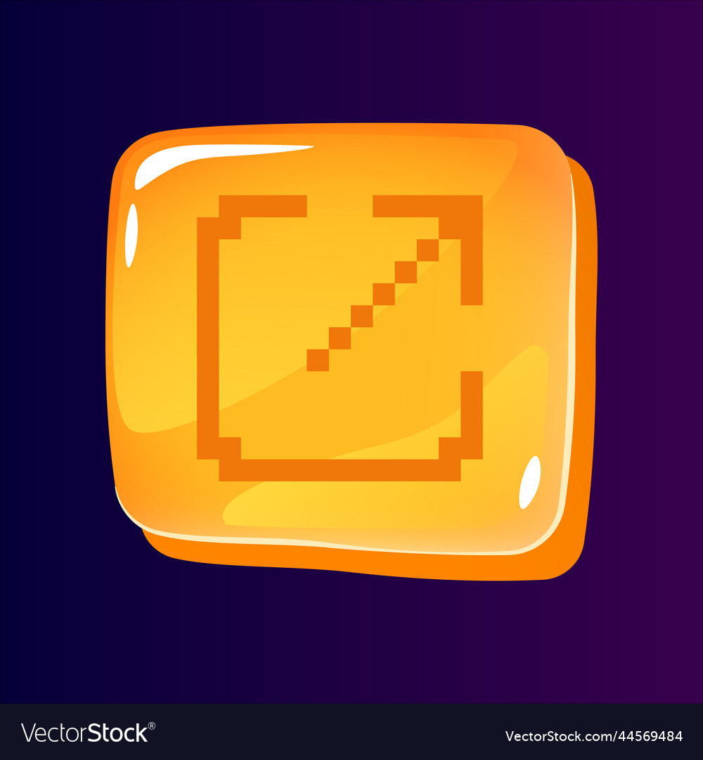 Size expand glossy ui button with pixelated icon vector image Size expand glossy ui button with pixelated icon