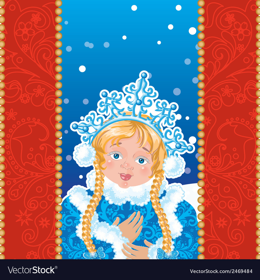 Schneemädchen auf einem blauen Hintergrund mit weiß