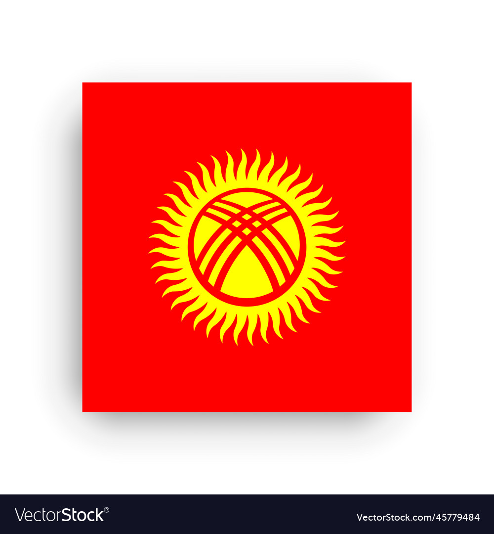 Square flag of kyrgyzstan Royalty Free Vector Image