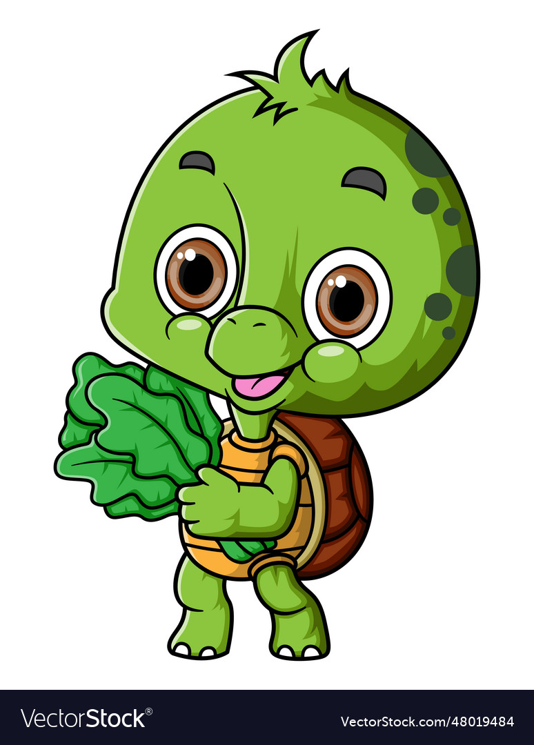 Turtle farmer cartoon holding vegetable Royalty Free Vector