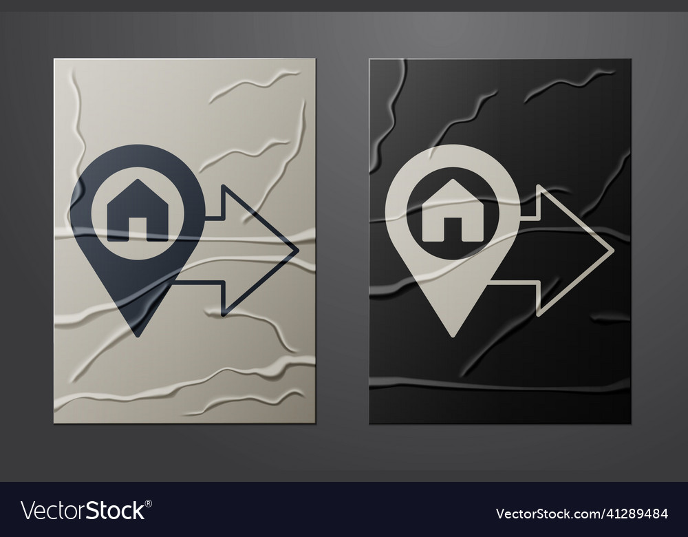 White map pointer with house icon isolated