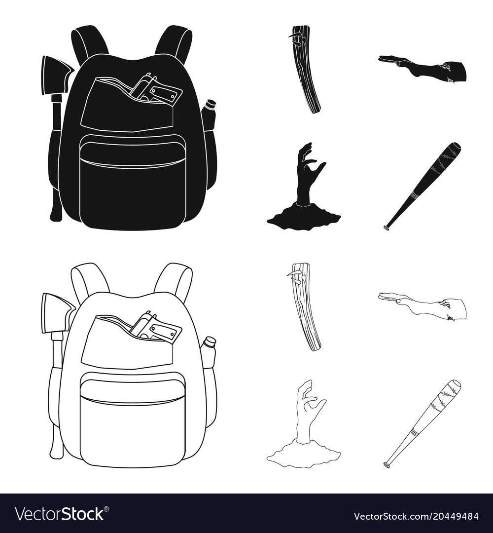 Zombies and attributes blackoutline icons in set