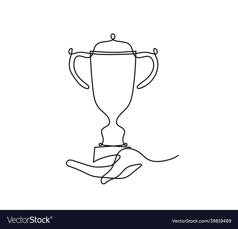 Abstract cup with hand as continuous lines