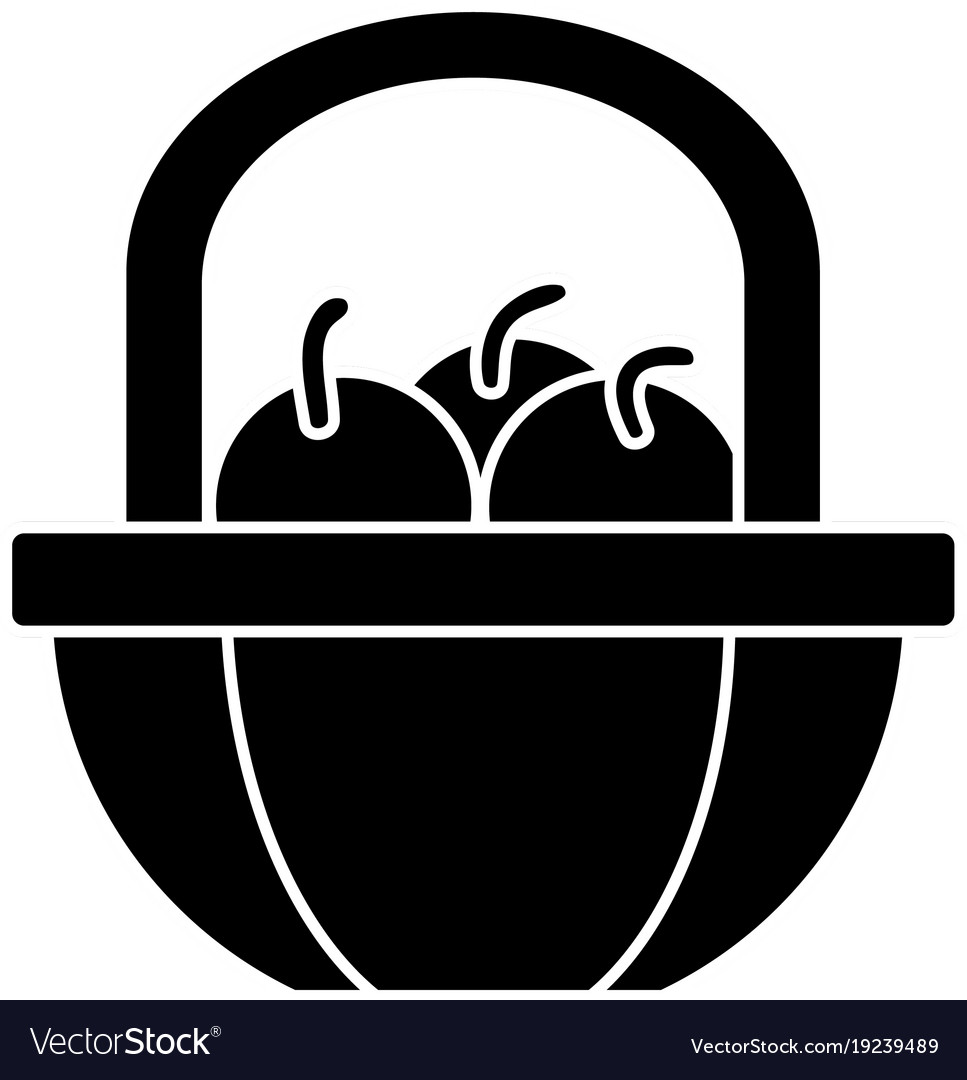 Apples in the basket symbol Royalty Free Vector Image