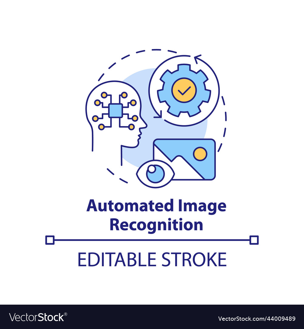 Automated image recognition concept icon vector image Automated image recognition concept icon
