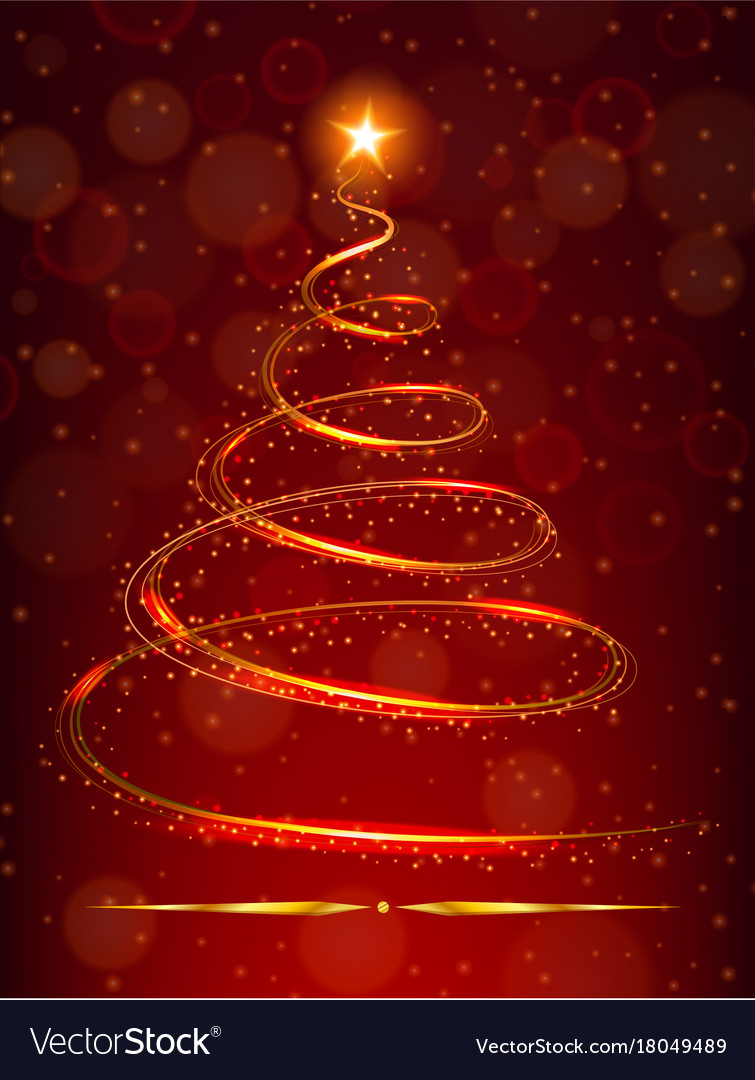Christmas Tree With Bright Star On Red Background Vector Image Christmas Tree With Bright Star On Red Background Vector Image