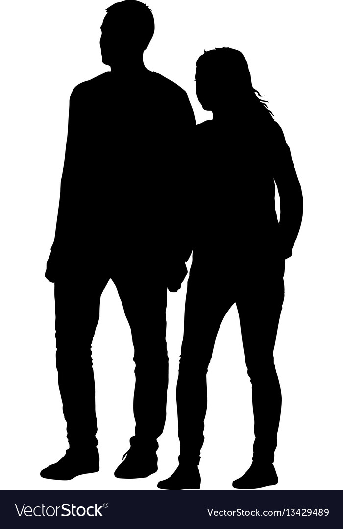 Couples man and woman silhouettes on a white