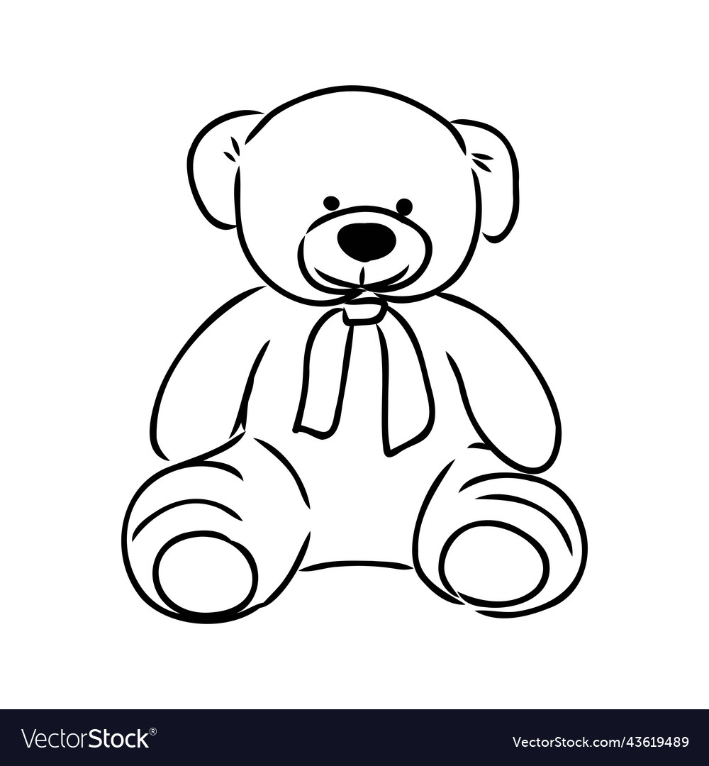 Hand gezeichnet isoliert Teddybär doodle