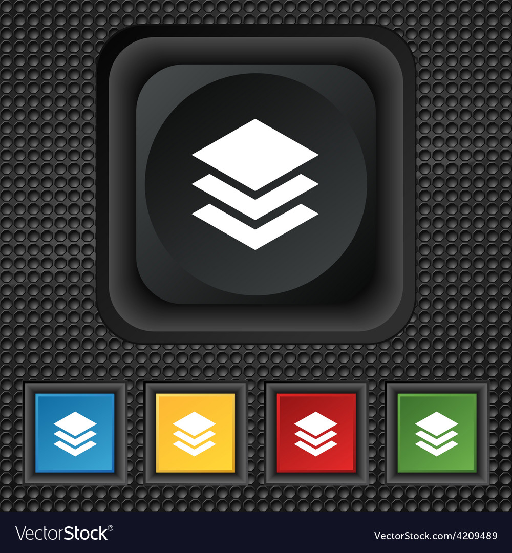 Layers icon sign symbol squared colourful buttons Vector Image