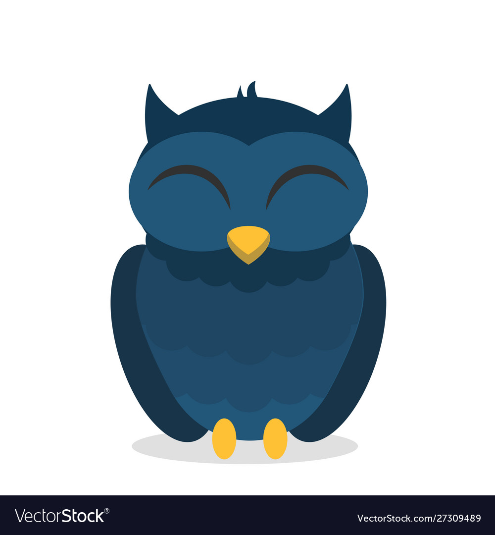 Owl characters with happy expressions and closed vector image Owl characters with happy expressions and closed