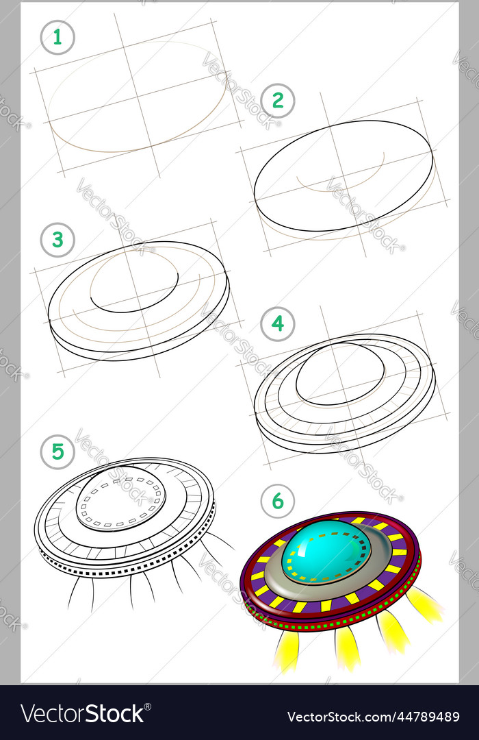 Page shows how to learn step by draw vector image Page shows how to learn step by draw