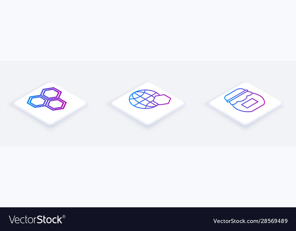 Set isometric line honeycomb map