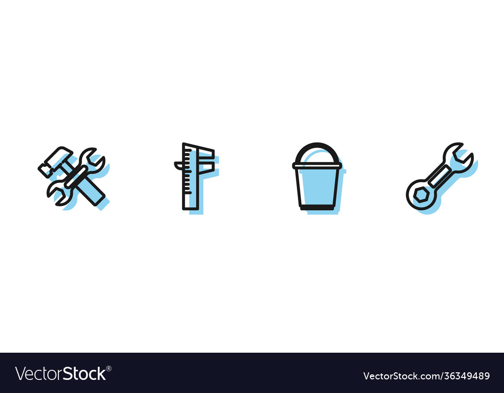 Set line bucket hammer and wrench calliper