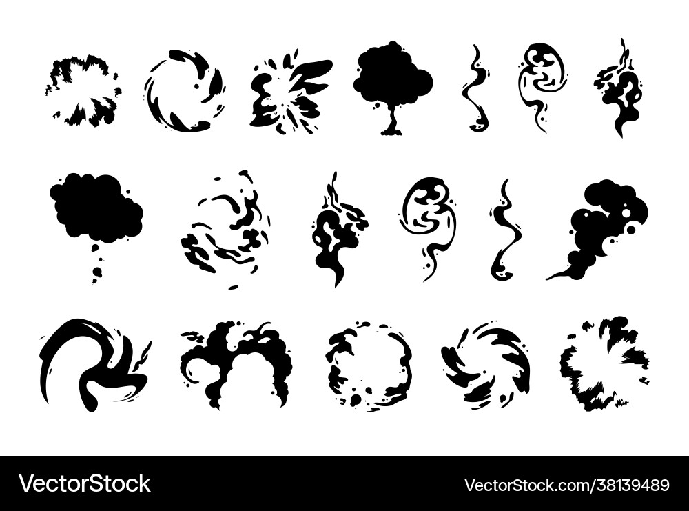 Special effects template smoke set cartoon steam Vector Image