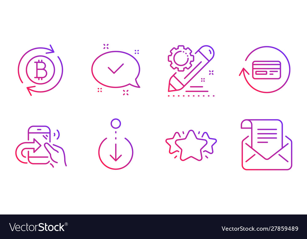 Star project edit and scroll down icons set vector image Star project edit and scroll down icons set